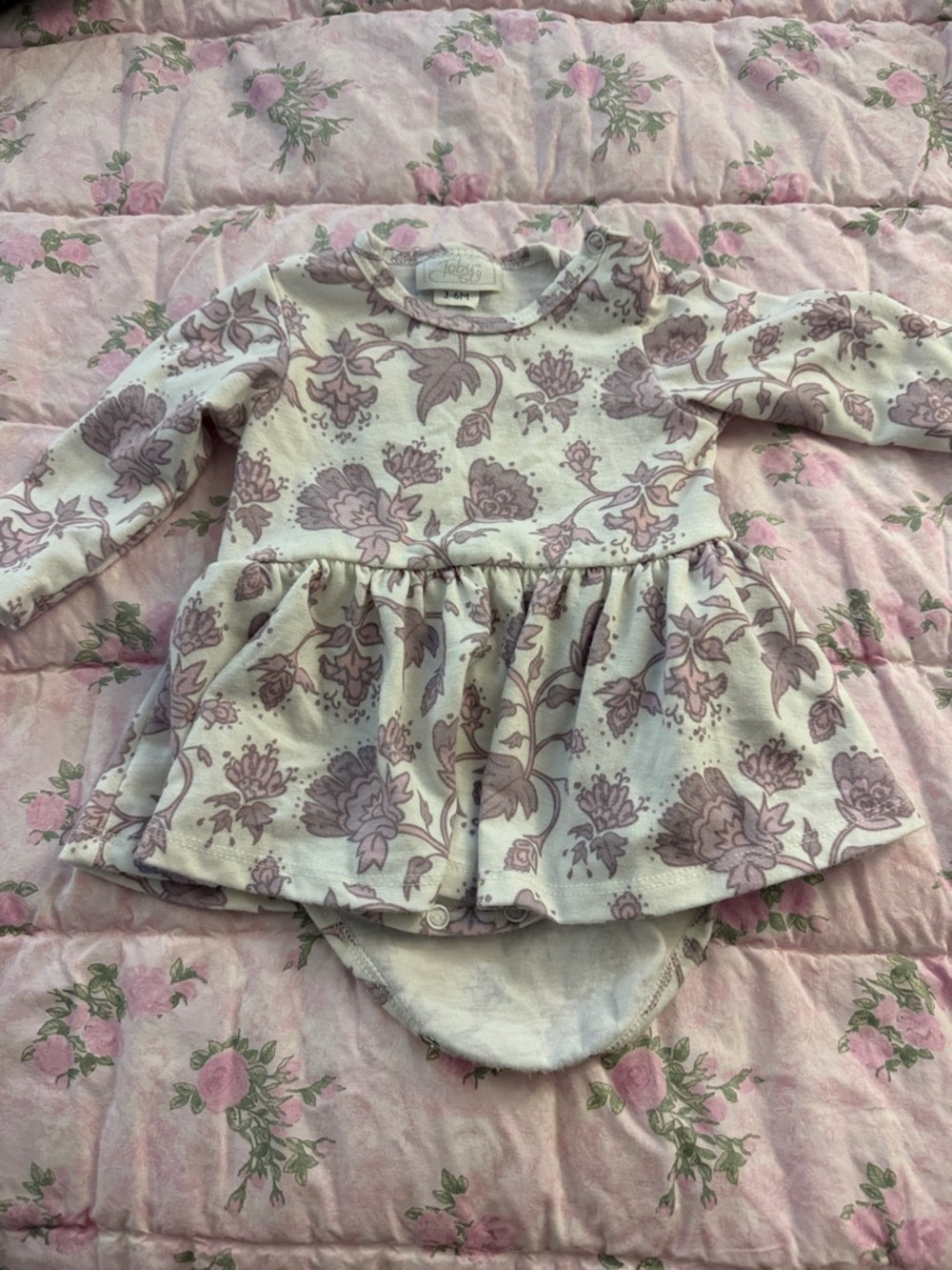 Carter's Floral Long-Sleeve Peplum One-Piece Bodysuit in Lilac